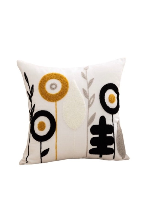 FUNDA COJÍN HOMESTORE BORDADA FLOR REDONDA BICOLOR 45 X 45 CM MULTICOLOR - 1