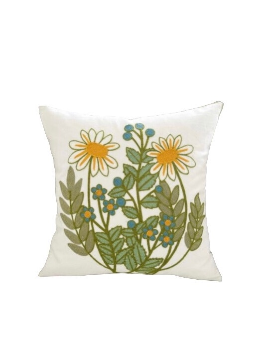 COJÍN HOMESTORE BORDADO PAREJA FLORES 45 X 45 CM MULTICOLOR - 1