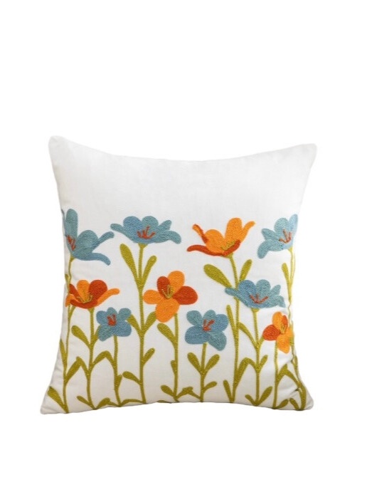 FUNDA COJÍN HOMESTORE BORDADA 45 X 45 CM NARANJA CELESTE - 1