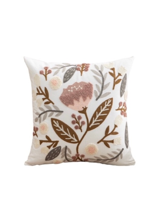 COJÍN HOMESTORE BORDADO GRAN FLOR 45 X 45 CM ROSADO - 1