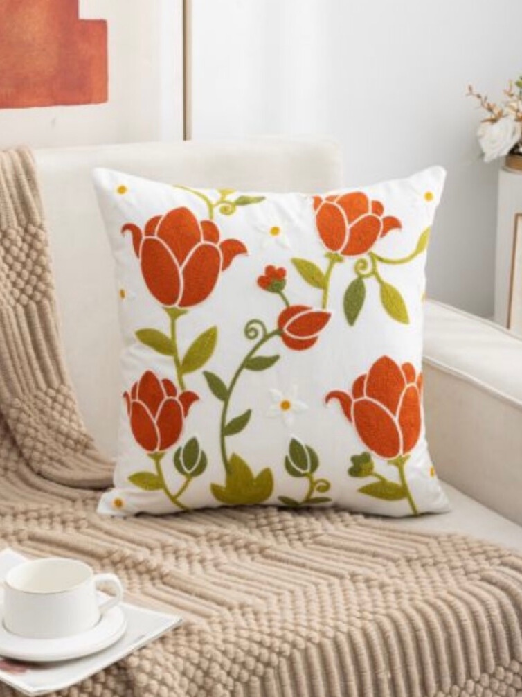 COJÍN HOMESTORE BORDADO 45 X 45 CM ROSA ROJO - 2