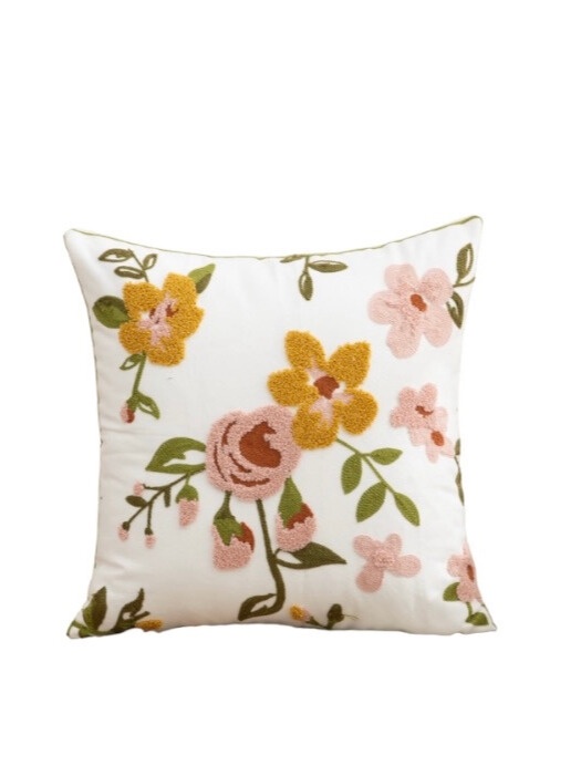 COJÍN HOMESTORE BORDADO FLOR 45 X 45 CM ROSADO - 1