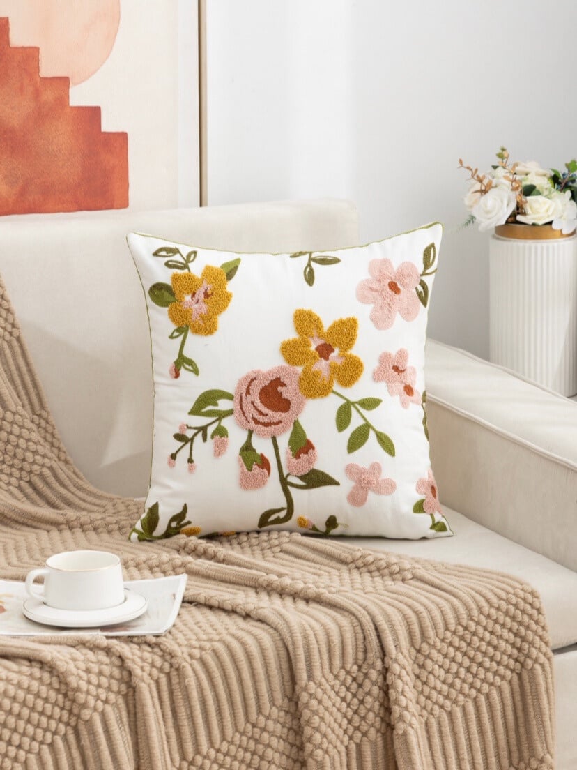 COJÍN HOMESTORE BORDADO FLOR 45 X 45 CM ROSADO - 2