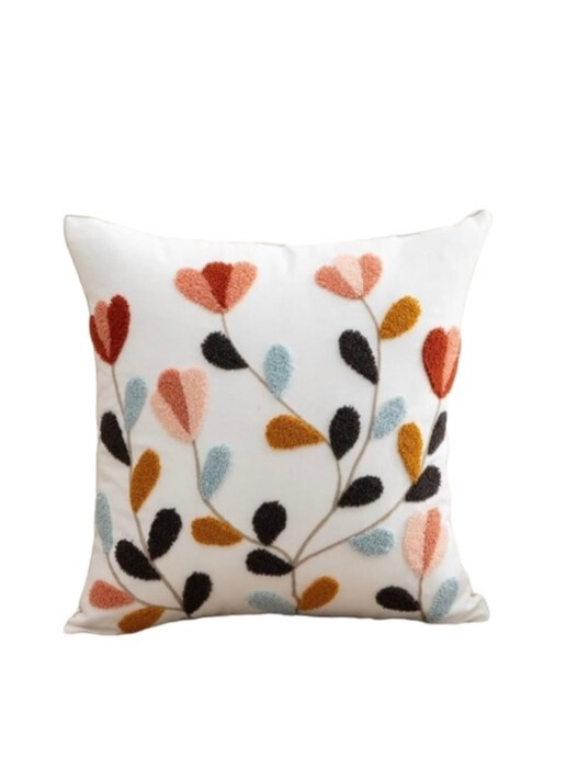 COJÍN HOMESTORE BORDADO HOJAS COLORES 45 X 45 CM MULTICOLOR - 1