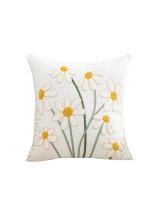 COJÍN HOMESTORE BORDADO RAMO MARGARITAS 45 X 45 CM MULTICOLOR - 1