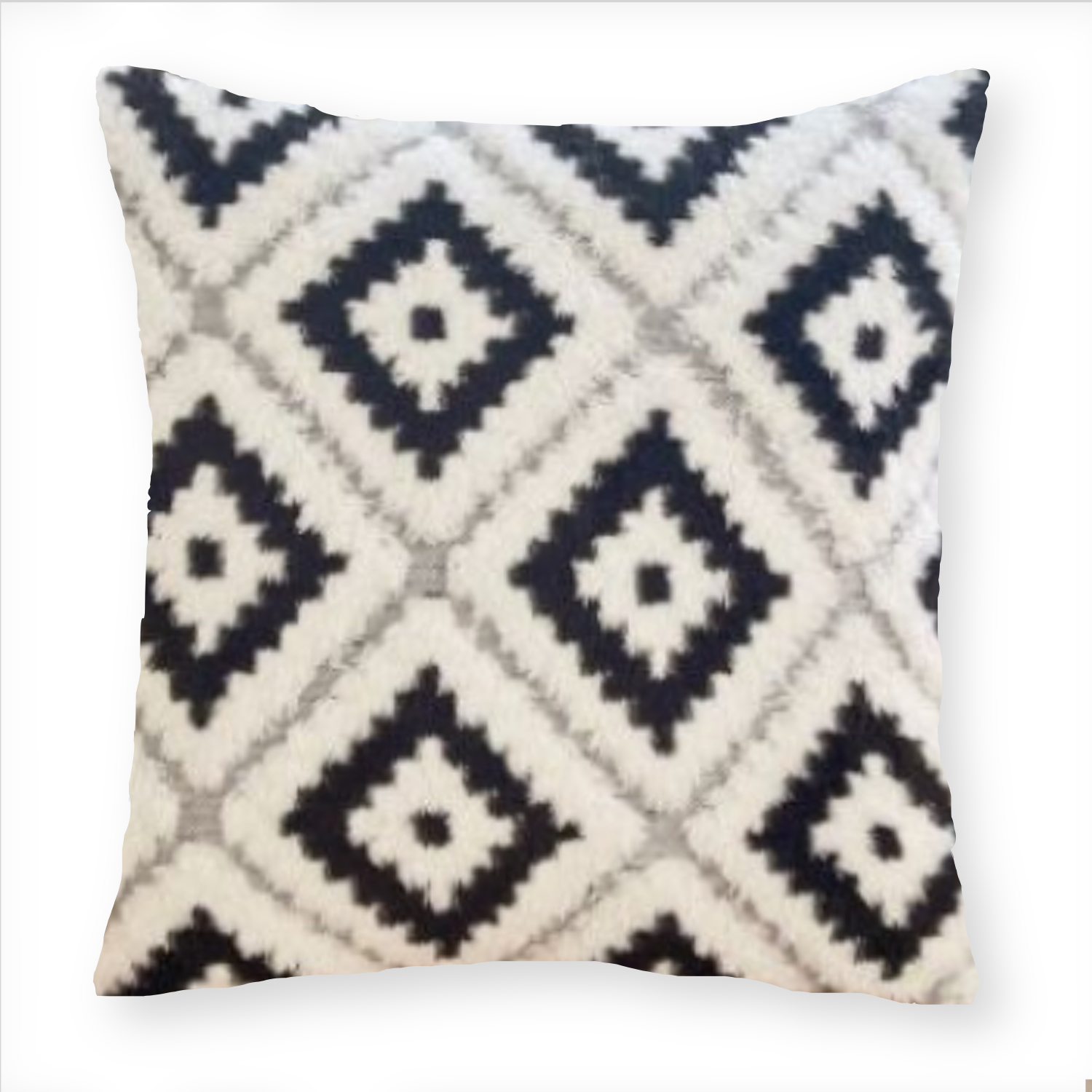 COJÍN HOMESTORE PELUDO ROMBO 45 X 45 CM NEGRO - 1