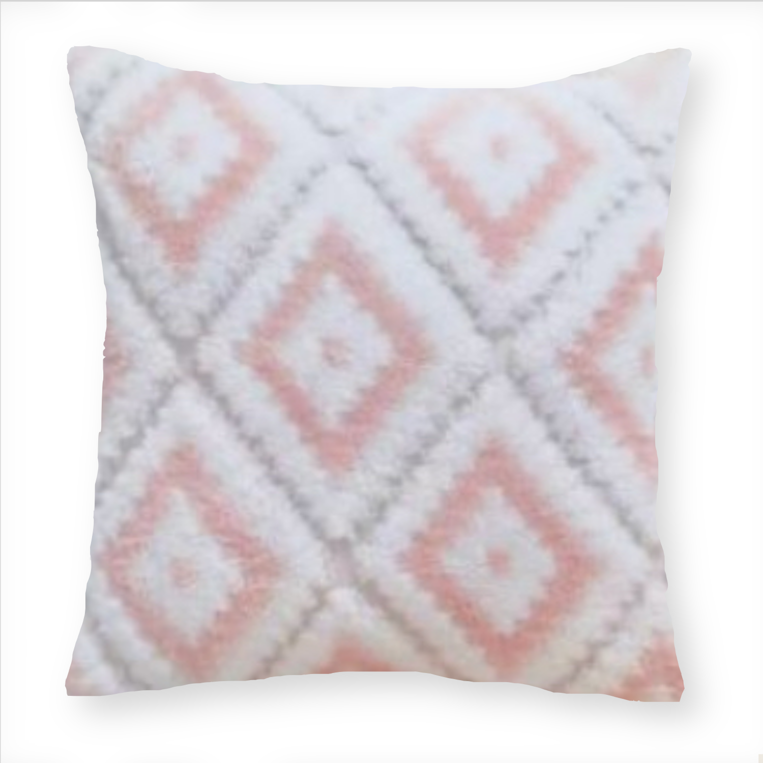 COJÍN HOMESTORE PELUDO ROMBO 45 X 45 CM ROSADO - 1