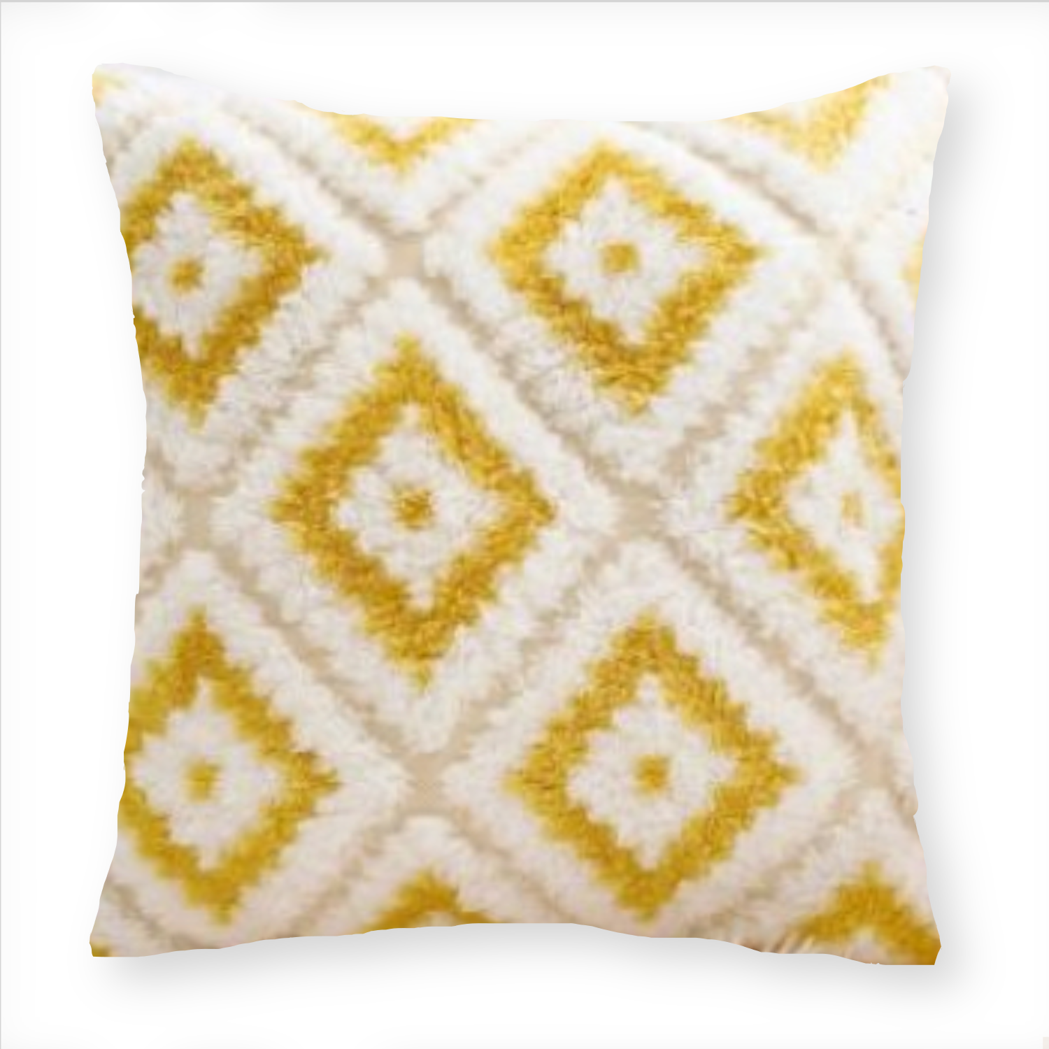 FUNDA COJÍN HOMESTORE PELUDO ROMBO 45 X 45 CM AMARILLO - 1