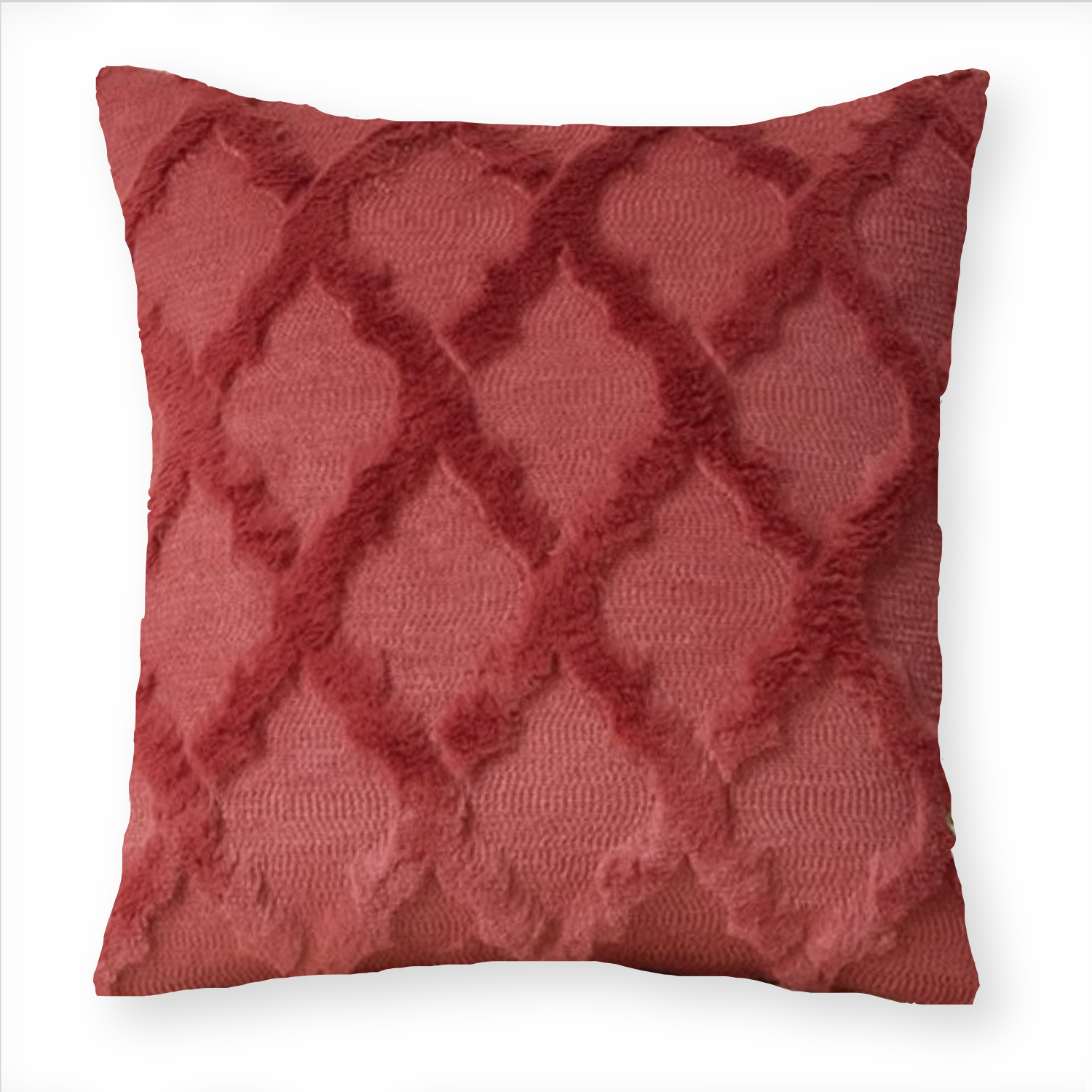 COJÍN HOMESTORE PELUDO ROMBOS 45 X 45 CM ROJO - 1