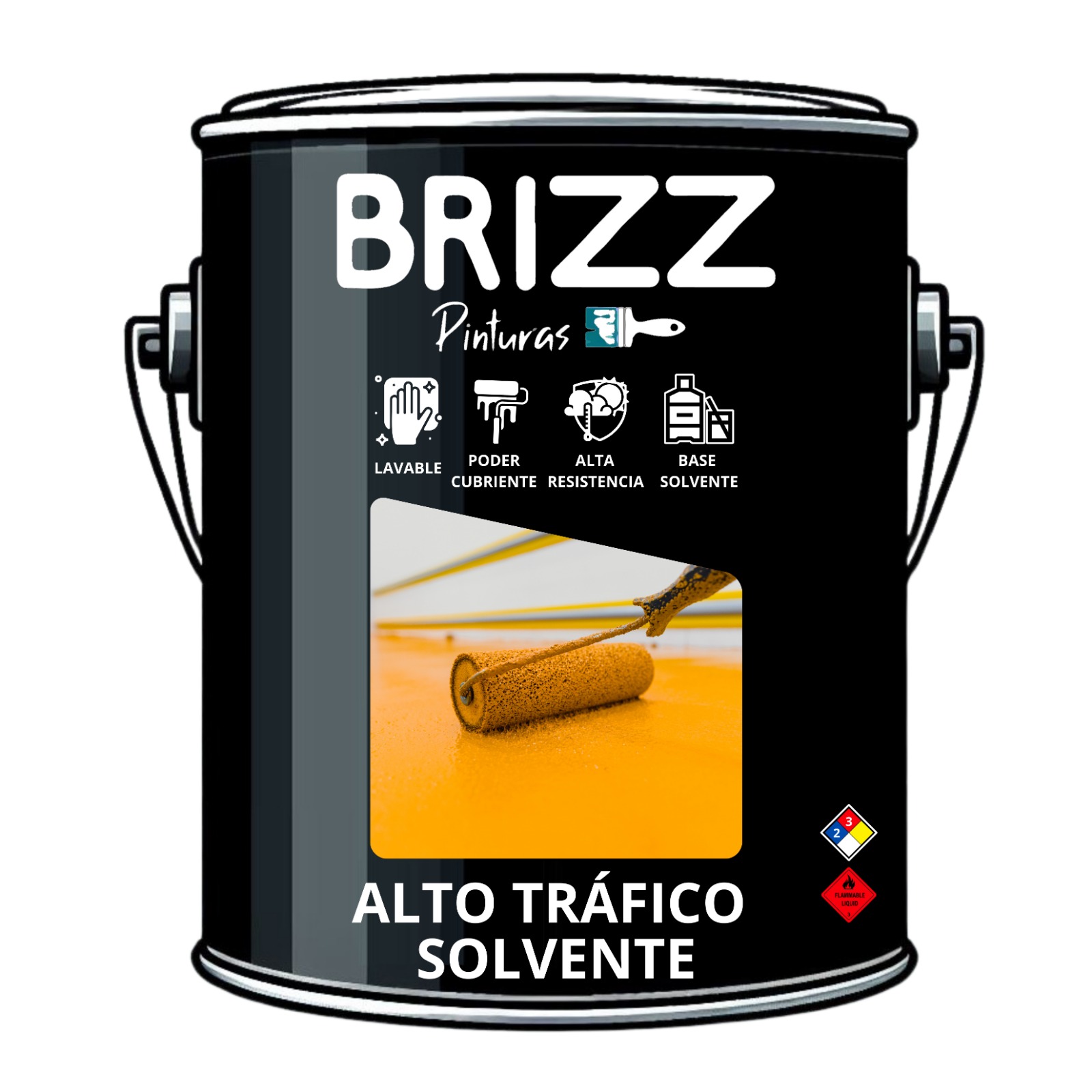 PINTURA BAUM/BRIZZ ROJO BERMELLON ALTO TRAFICO SOLVENTE GALÓN 4 L - 1