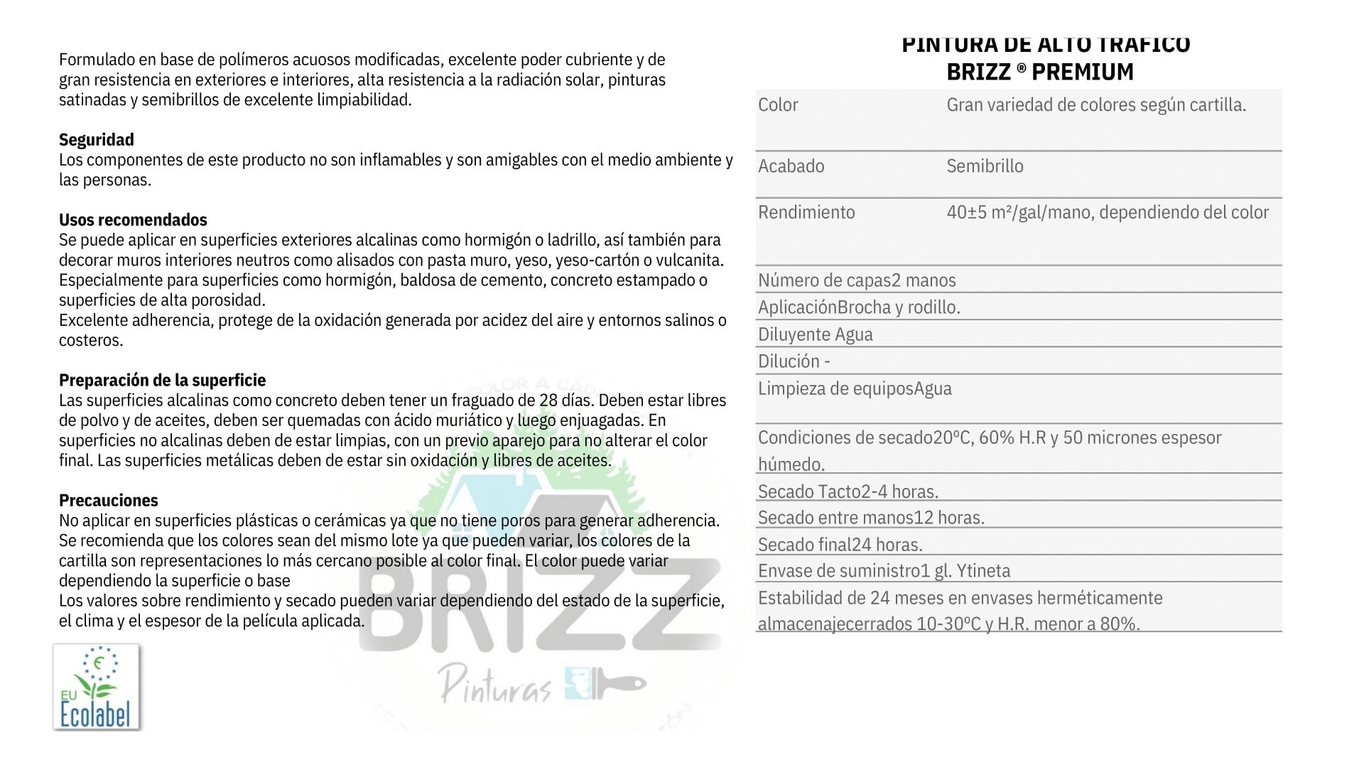 PINTURA BAUM/BRIZZ BLANCO ALTO TRAFICO BASE AGUAGALÓN 4 L - 4