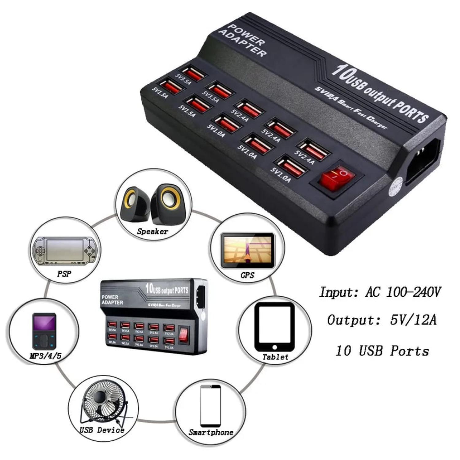 CARGADOR MULTIPUERTOS USB 10 ENTRADAS 3.5 A - 2