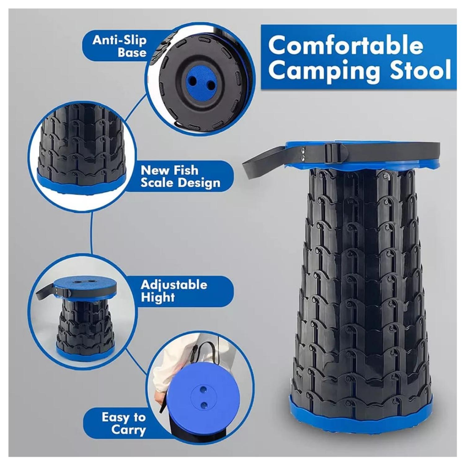SILLA DE CAMPING RETRACTIL PLEGABLE AZUL - 2