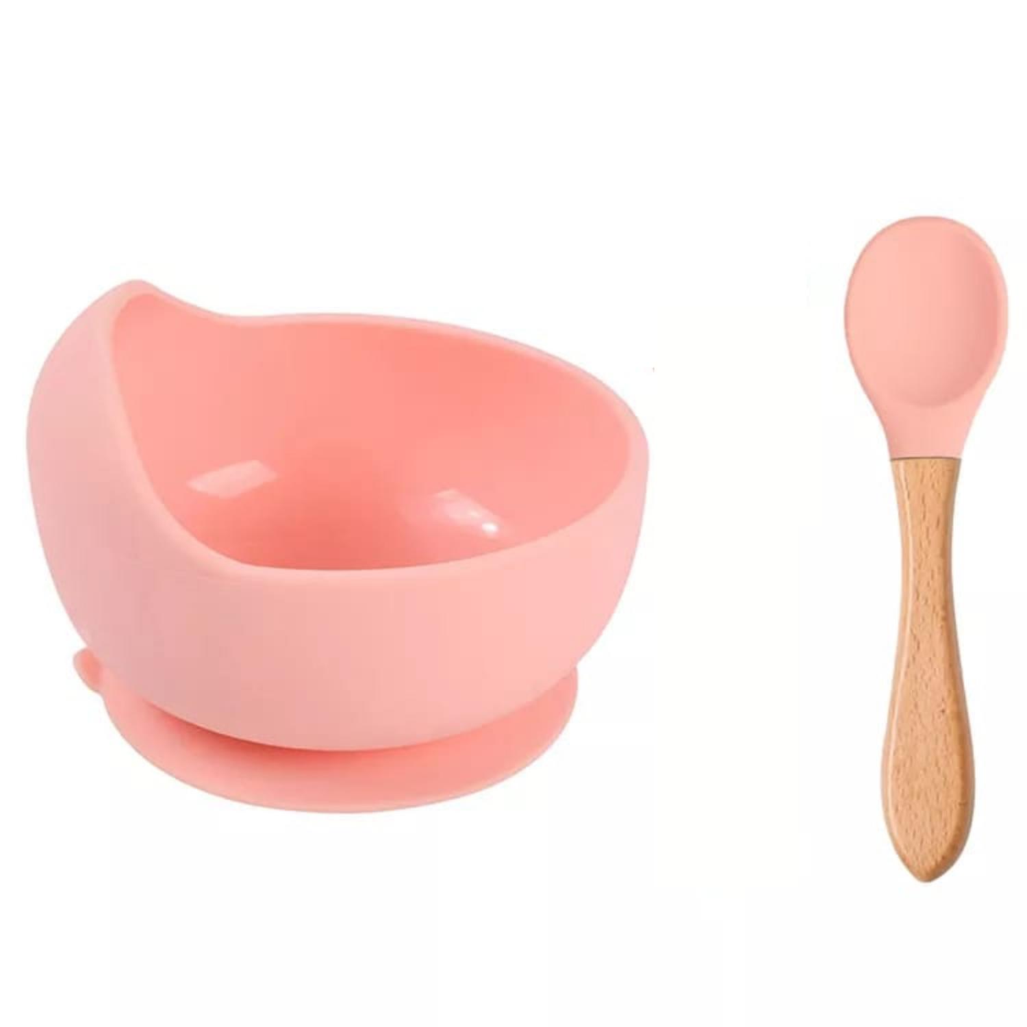 PLATO SILICONA CON CUCHARA BEBÉ BEIGE - 1