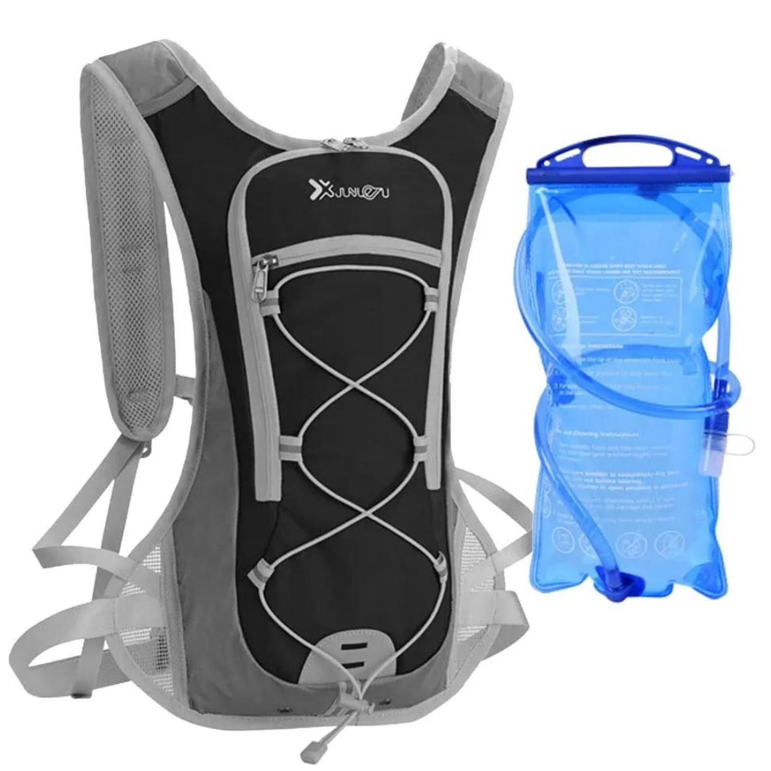 MOCHILA VESTU NEGRO CAMPING OUTDOOR CAMELBACK CON BOLSA DE AGUA 2 LITROS - 1