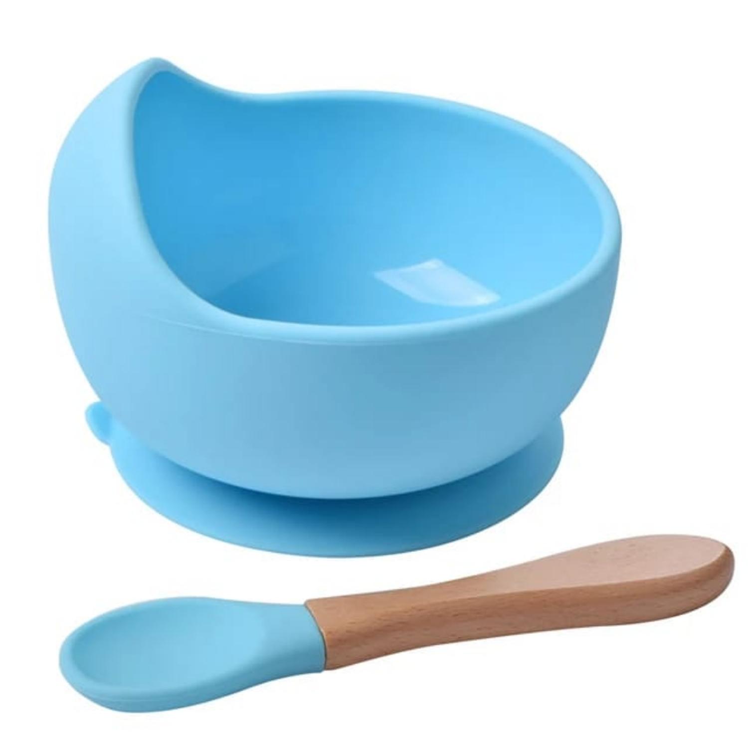 CUENCO SILICONA CON CUCHARA BEBÉ CELESTE - 1