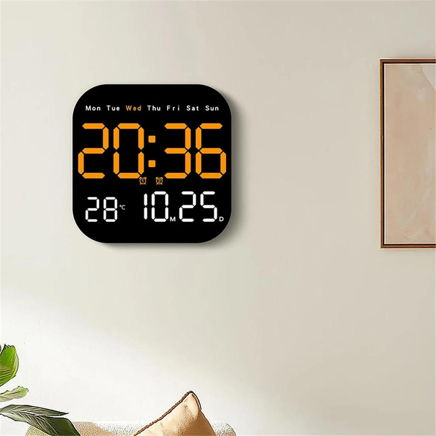 RELOJ DIGITAL DE PARED CUADRADO CON CONTROL REMOTO TAMAÑO M - 1