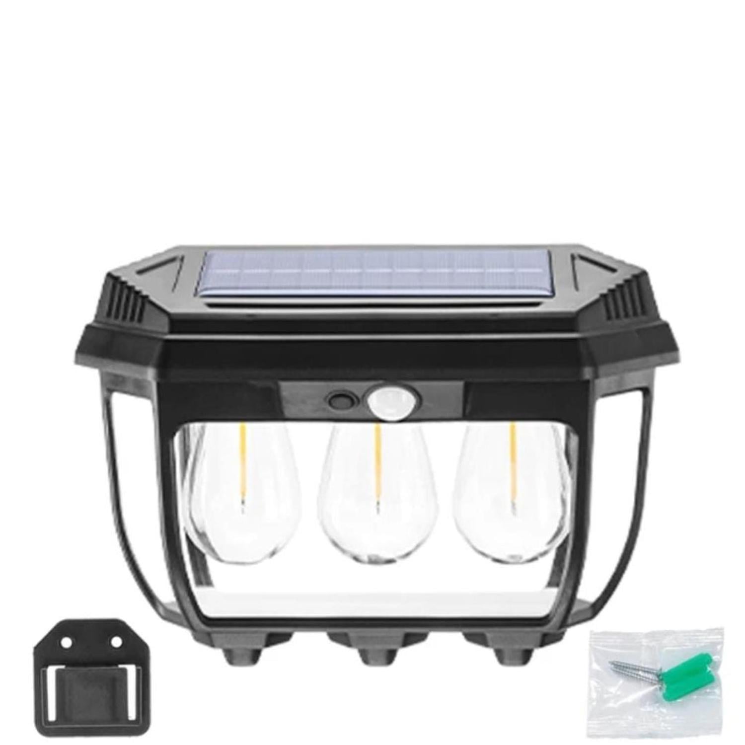 FAROL SOLAR DECORATIVO LUZ CALIDA TRIPLE - 1