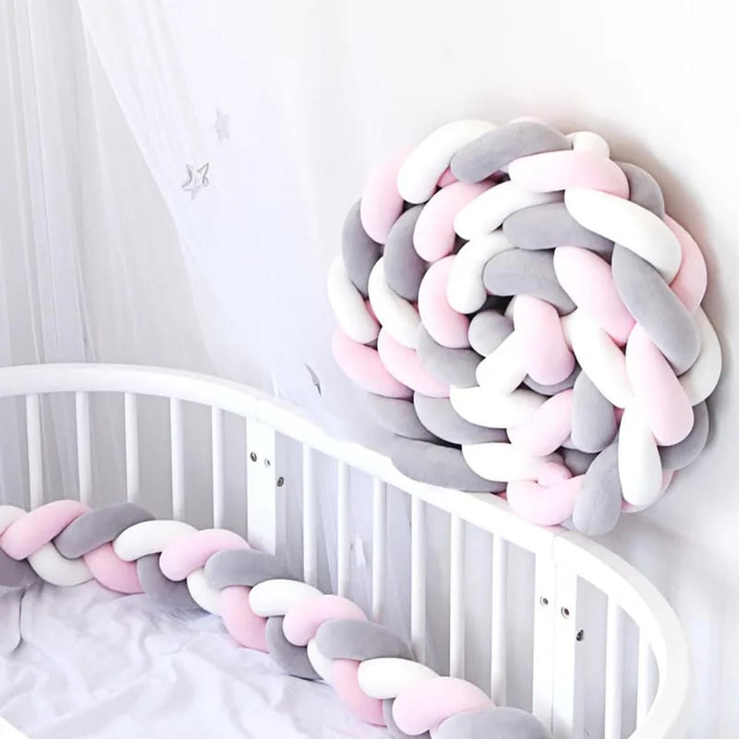 PROTECTOR DE ALGODON PARA CUNA BEBES 3 METROS ROSA TAMAÑO 3M - 1