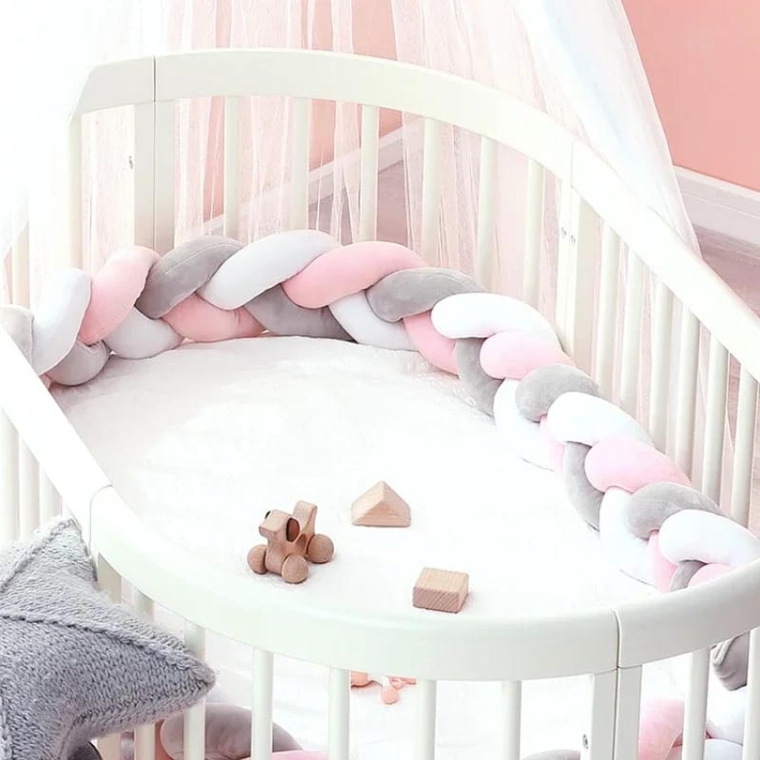 PROTECTOR DE ALGODON PARA CUNA BEBES 3 METROS ROSA TAMAÑO 3M - 2