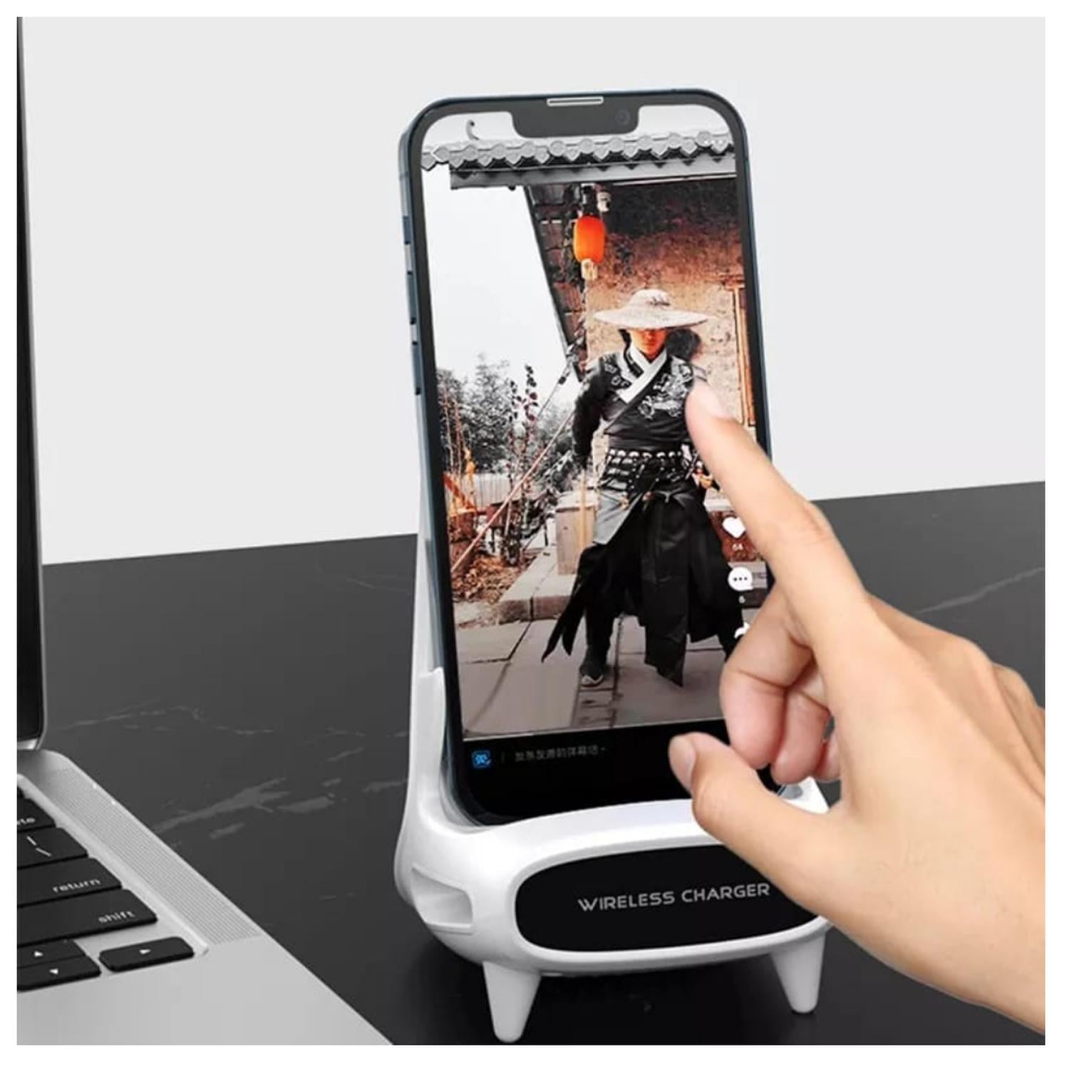 CARGADOR INALAMBRICO CON SOPORTE CELULAR MINI SILLA - 2