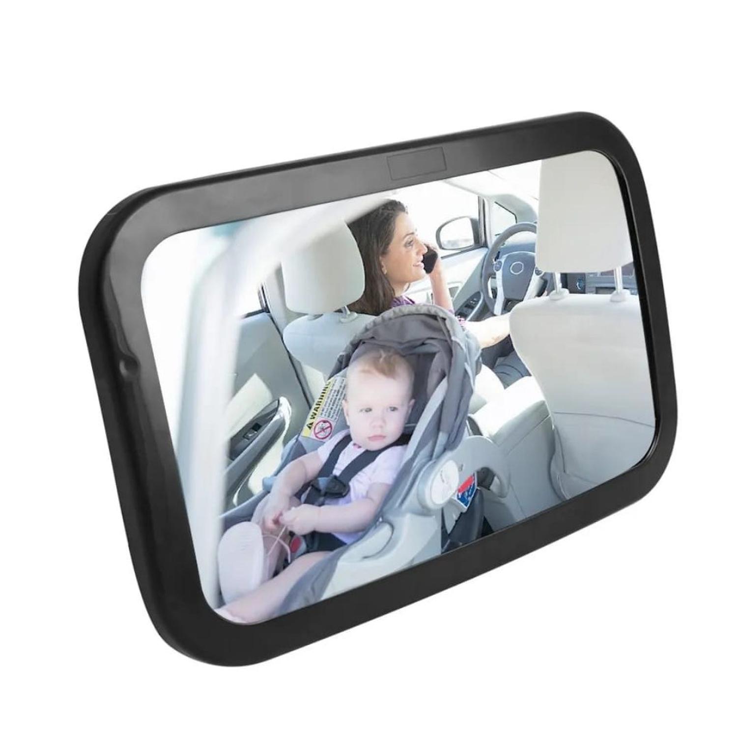 ESPEJO RETROVISOR GIRATORIO ASIENTO TRASERO AUTO BEBÉ NEGRO - 1
