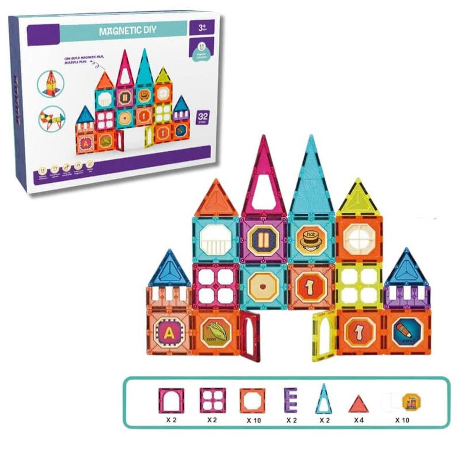 PUZZLE BLOQUES DE CONSTRUCCION MAGNETICOS 32 PIEZAS - 2