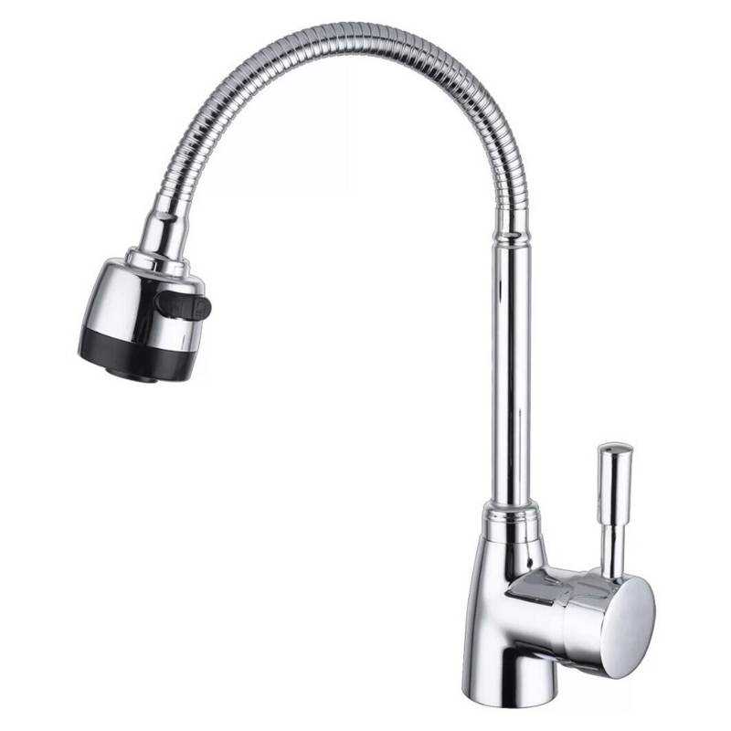 LLAVE GRIFO MONOMANDO LAVAPLATOS CUELLO FLEXIBLE COCINA - 1