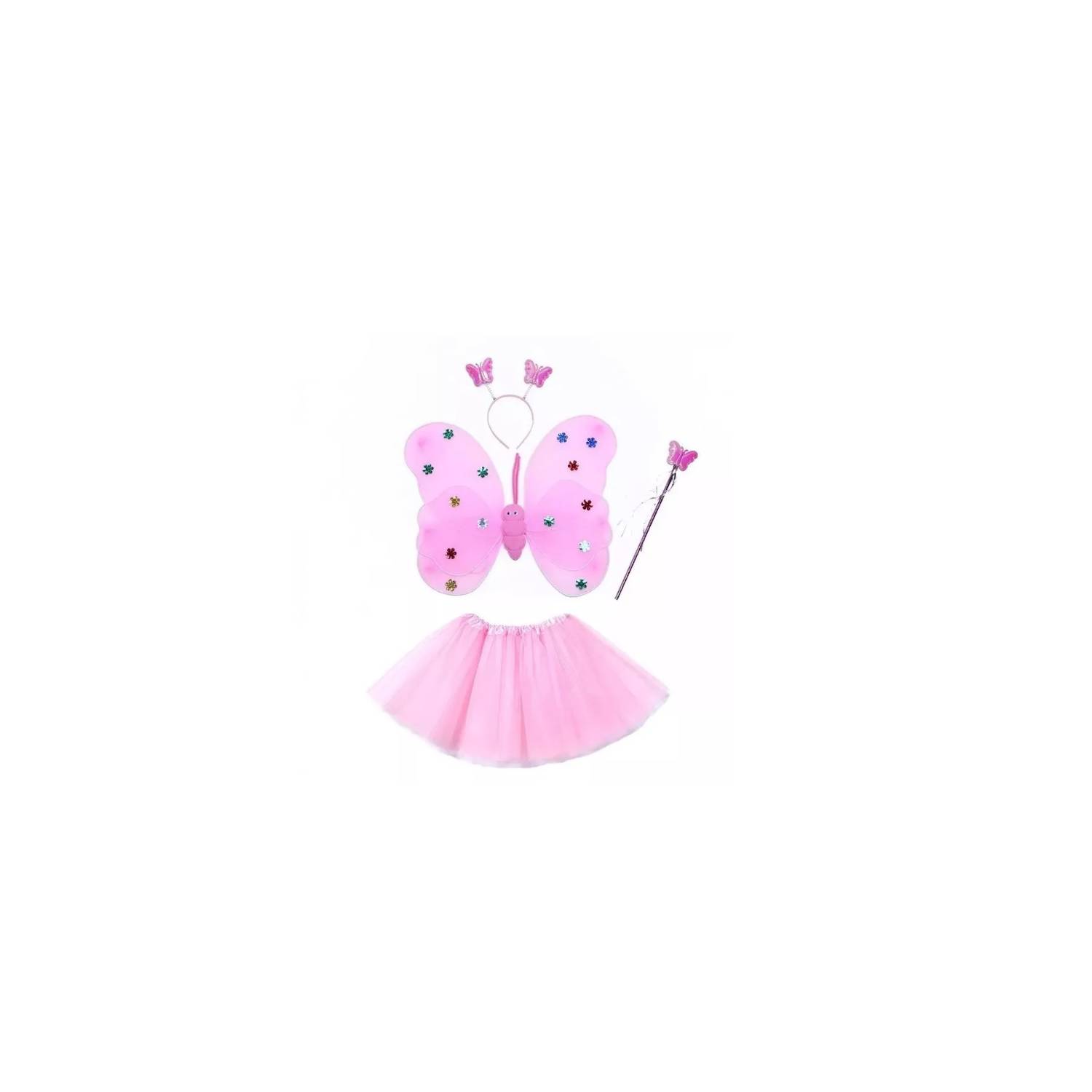 DISFRAZ INFANTIL ALAS NIÑA MARIPOSA FALDA TUTU CINTILLO - 1