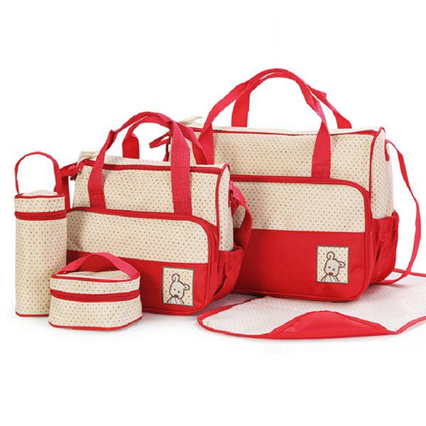 SET 5 BOLSAS PAÑALERAS MUDADOR BEBE VIAJE MULTIUSO ROJO - 1