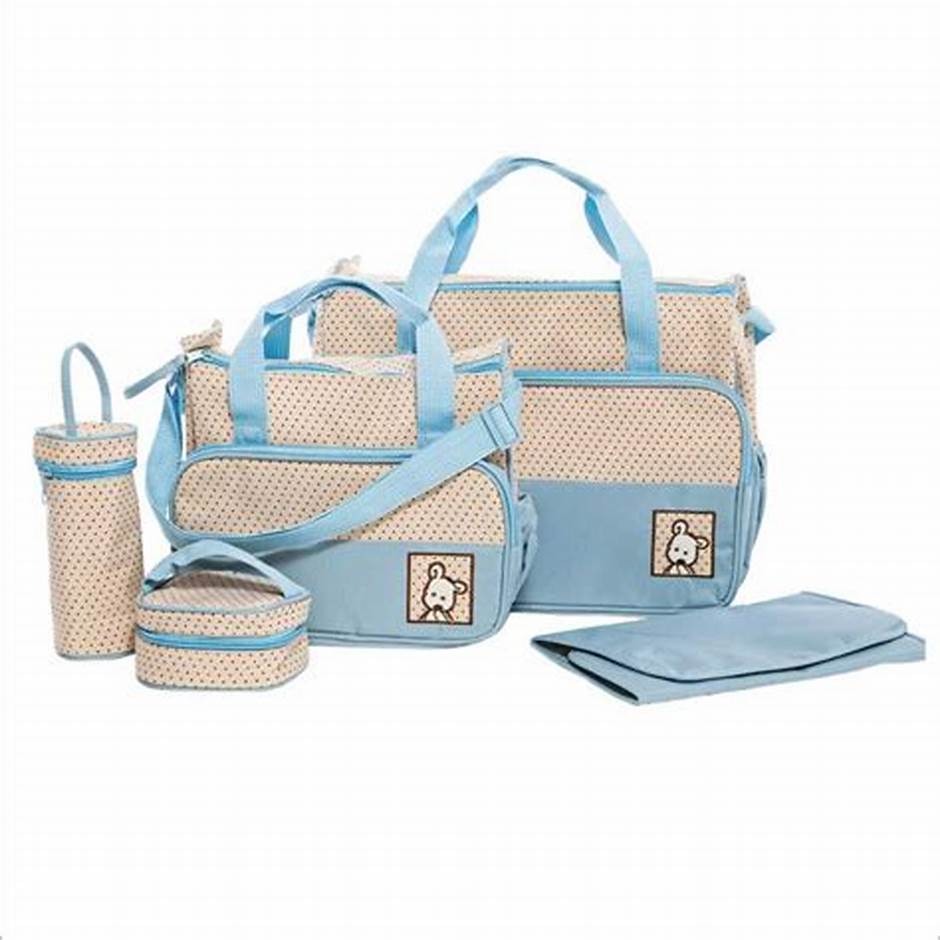SET 5 BOLSAS PAÑALERAS MUDADOR BEBE VIAJE MULTIUSO CELESTE - 1