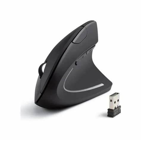 MOUSE VERTICAL INALÁMBRICO ORTOPÉDICO RECEPTOR USB COLOR NEGRO - 1