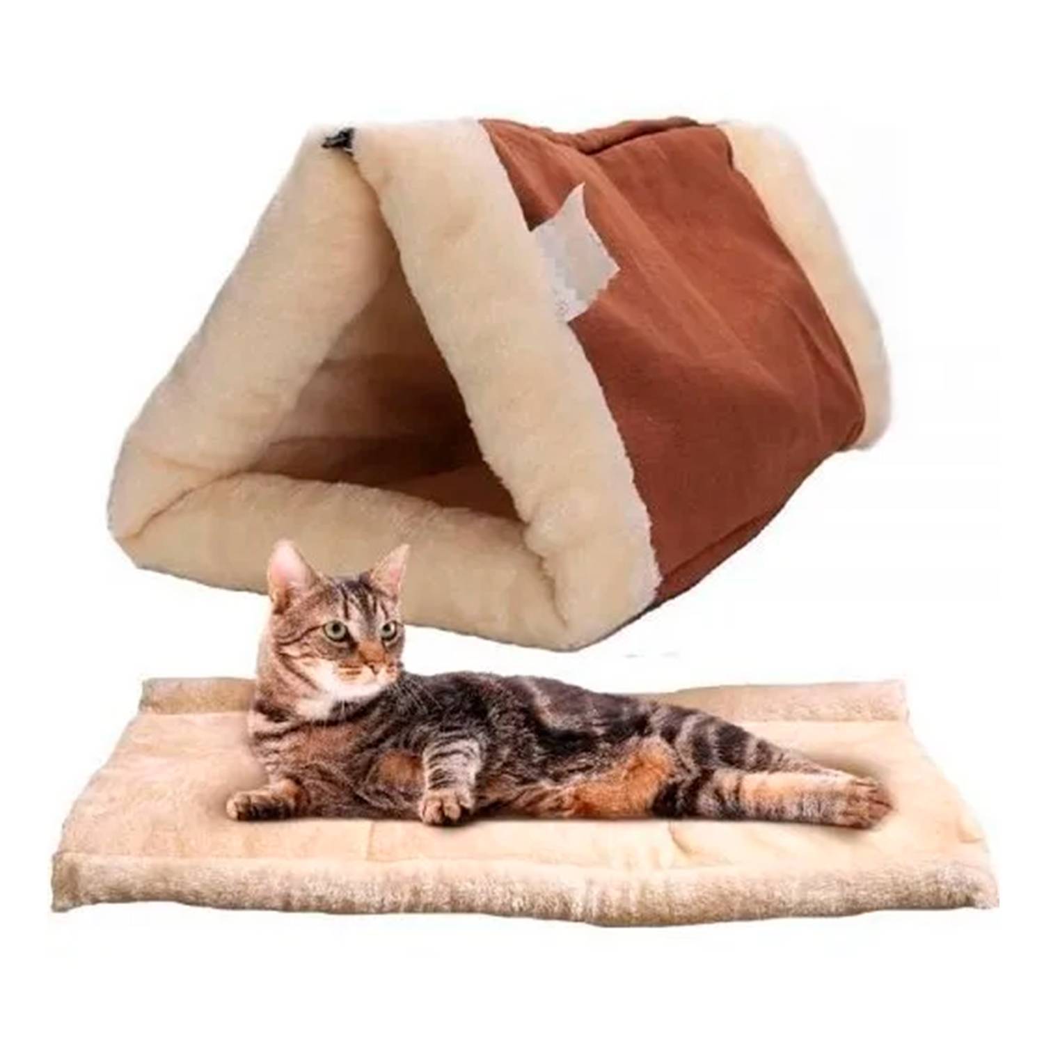 CAMA IGLU GATOS CAMA TUNEL MASCOTAS CAMAS PARA GATO IGLU COLOR BEIGE - 1