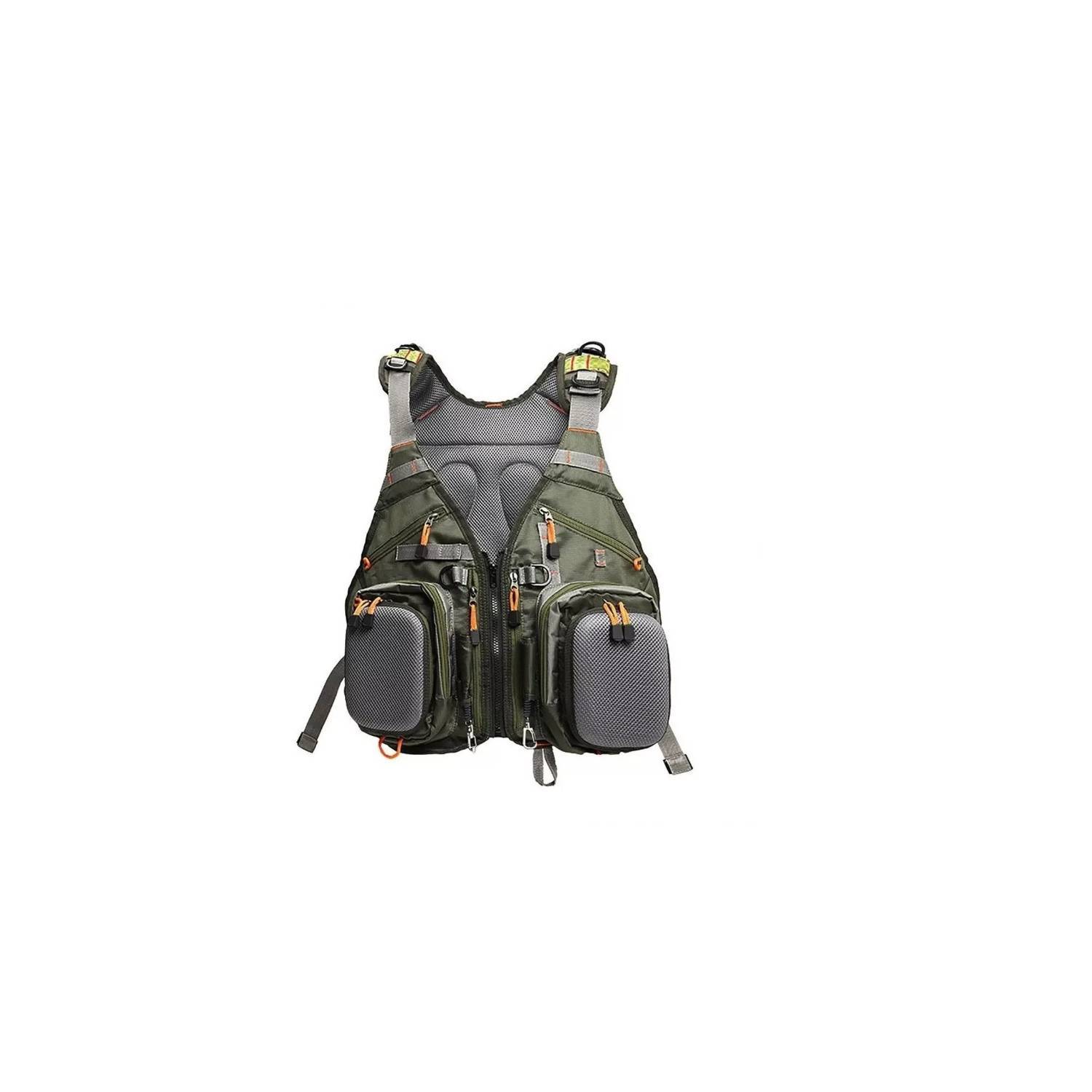 CHALECO DE CAZA O PESCA CON MOCHILA Y SALVAVIDAS - 1