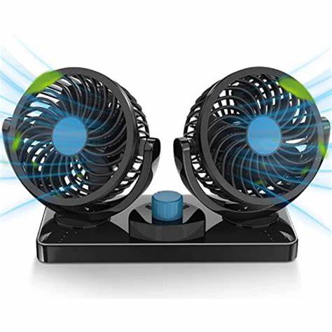 VENTILADOR CALEFACTOR DOBLE AUTO CAMIONETA GIRATORIO DE 12V - 1