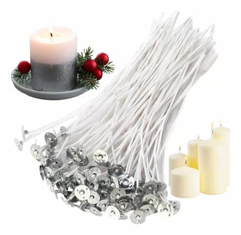 100 PCS PÁBILOS ENCERADOS MECHA DE VELA CON CON WICK TABS - 1