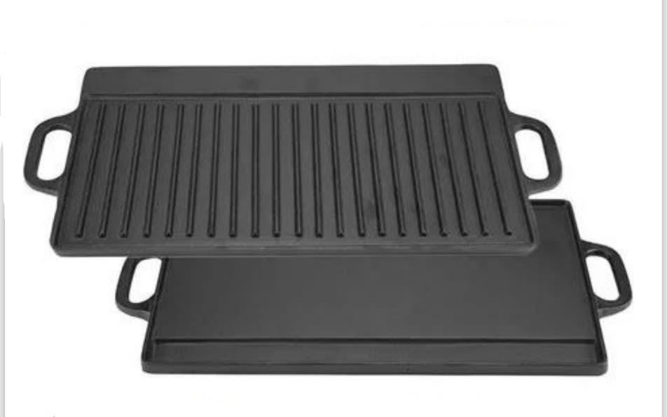 PLANCHA CHURRASQUERA DE HIERRO FUNDIDO 2 EN 1 - 45X22X1.5CM - 1