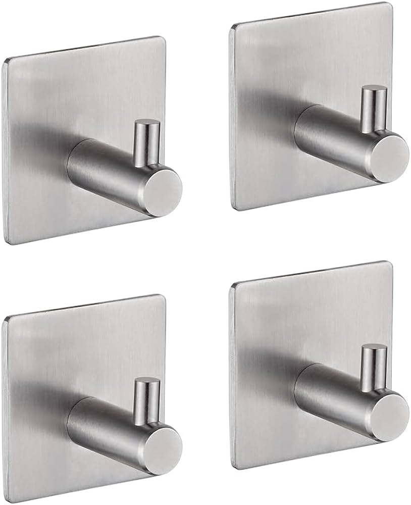 GANCHO ADHESIVO DE ACERO INOXIDABLE PARA BAÑO 4 PIEZAS - 1