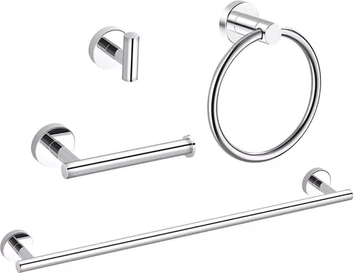 SET DE 4 ACCESORIOS DE BAÑO ACERO INOXIDABLE - 1