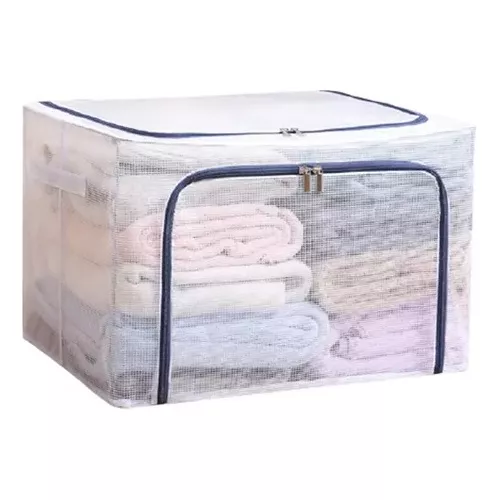 CAJA ALMACENAMIENTO PARA ROPA TRANSPARENTE SOPORTE DE METAL - 1
