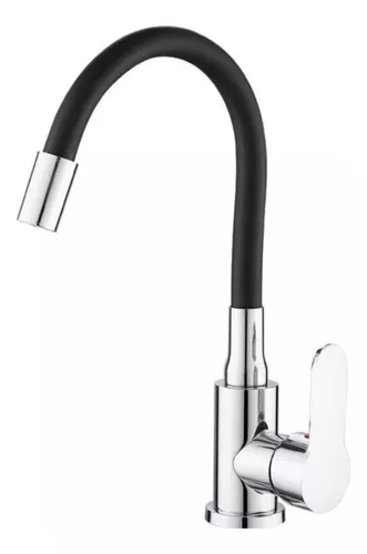 LLAVE GRIFERIA MONOMANDO FLEXIBLE NEGRO PREMIUM LAVAPLATOS - 1