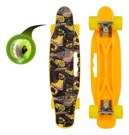 SKATE PATINETA YELLOW SHOES RUEDAS LED NIÑOS - 1