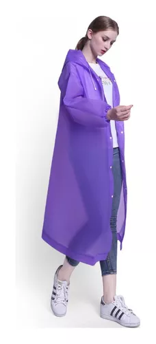 CAPA UNISEX LILA IMPERMEABLE PORTÁTIL LLUVIA TIPO GABARDINA - 1