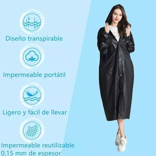 CAPA UNISEX TRANSPARENTE IMPERMEABLE PORTÁTIL LLUVIA TIPO GABARDINA - 1