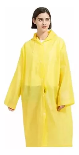 CAPA UNISEX AMARILLO IMPERMEABLE PORTÁTIL LLUVIA TIPO GABARDINA - 1