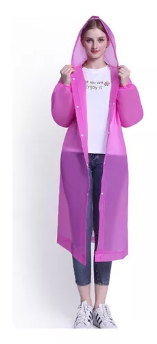 CAPA UNISEX ROSADO IMPERMEABLE PORTÁTIL LLUVIA TIPO GABARDINA - 1