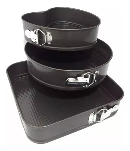 MOLDE 3 PDS TORTAS MOLDES ANTIADHERENTE DESMONTABLE SET X 3 - 1