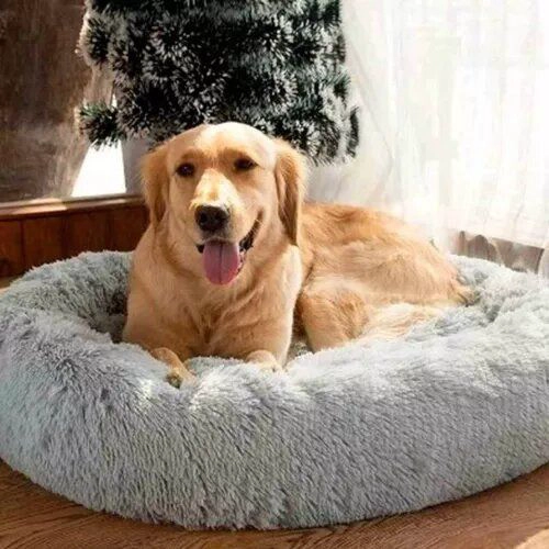 CAMA MASCOTA ANTIESTRÉS SUAVE 70 CM COLOR GRIS - 1