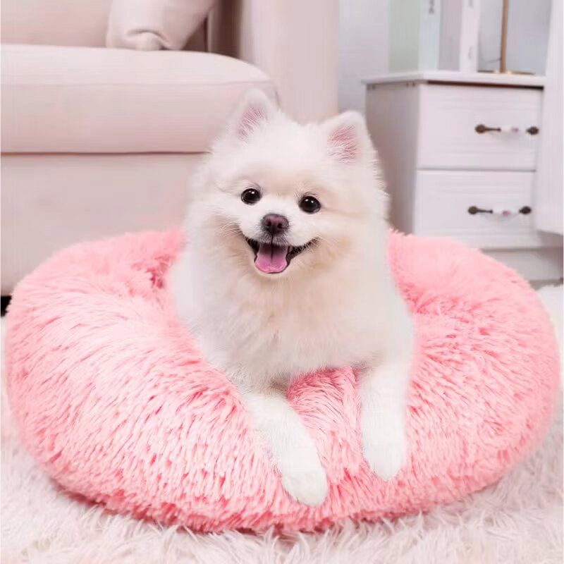 CAMA ALGODÓN MASCOTA ANTIESTRÉS SUAVE 70 CM COLOR ROSADA - 1