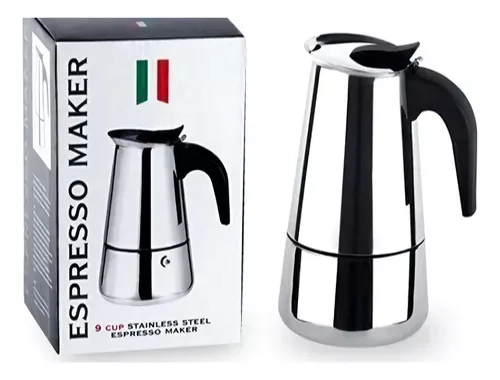 CAFETERA ITALIANA ESPRESSO DE ACERO INOXIDABLE 4 TAZAS COLOR GRIS - 1